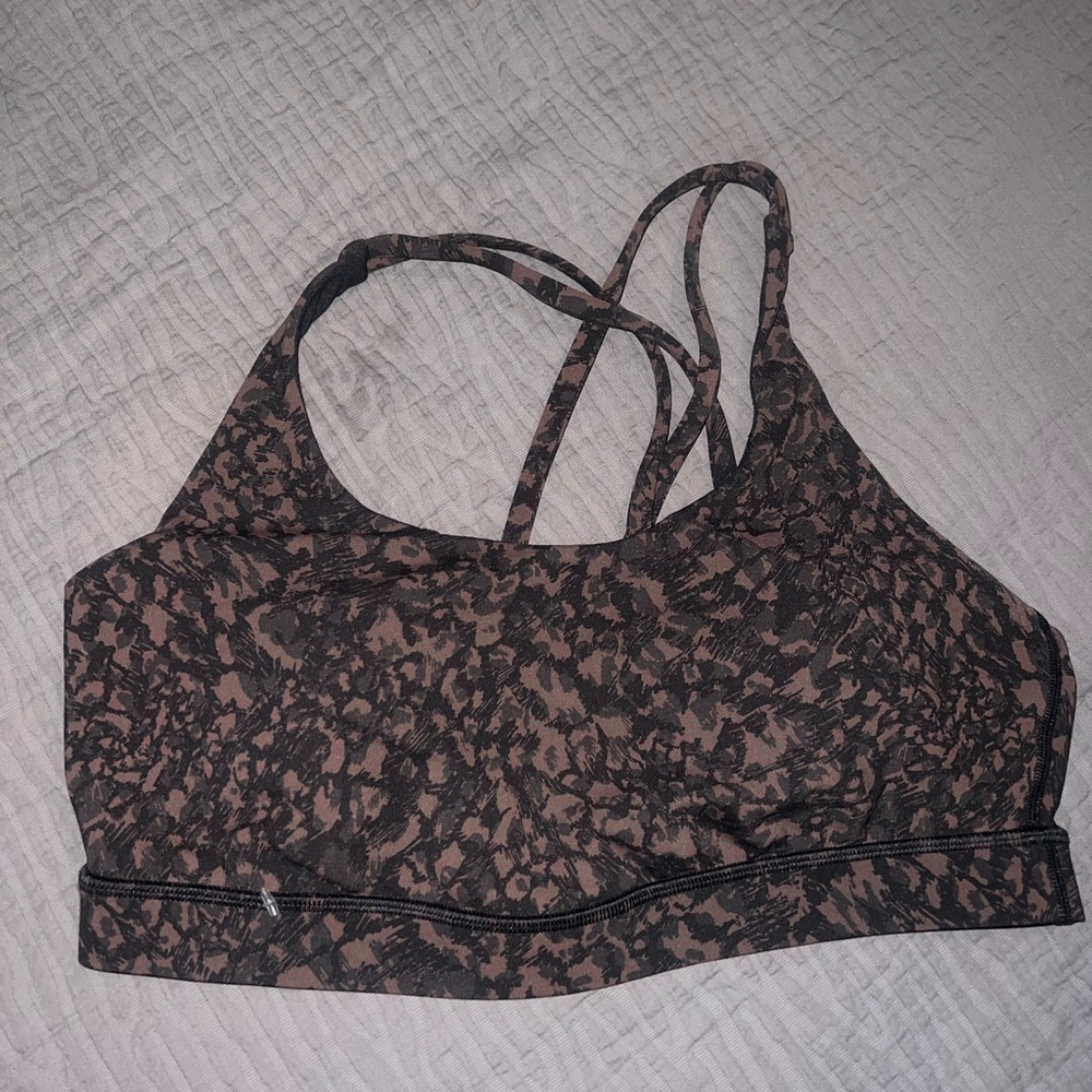 Lululemon Athletica Black and Tan Patterned Sports Bra